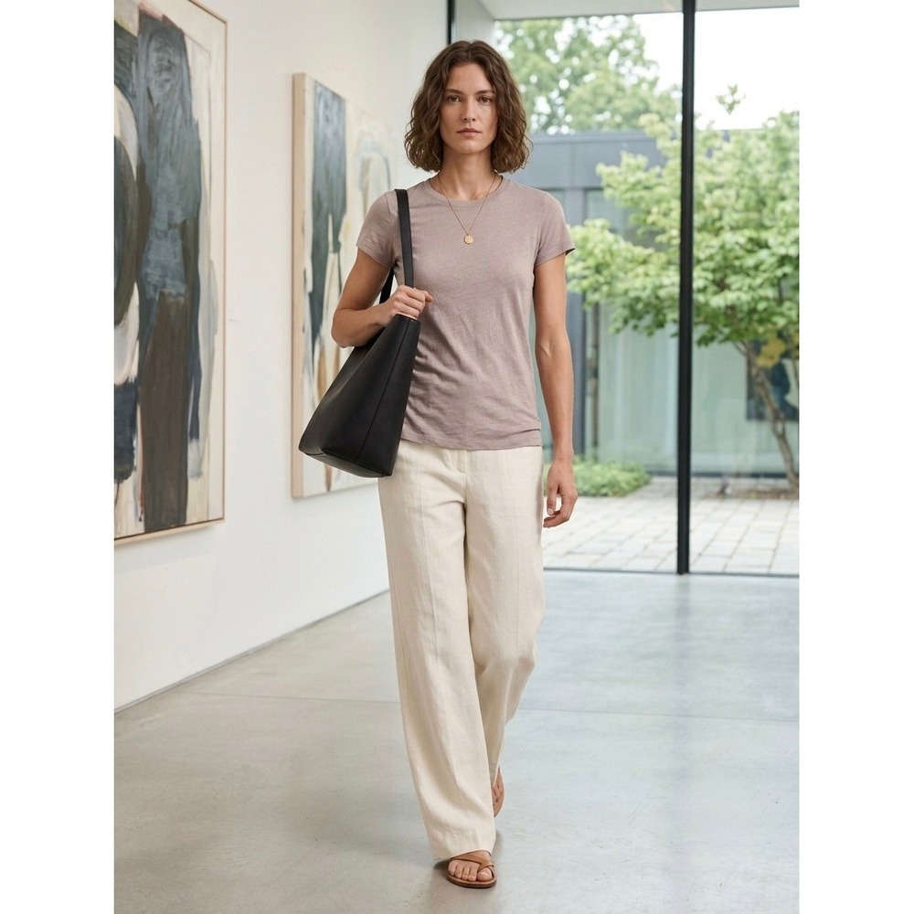 Vince Essential Crewneck Pima Cotton Modal Tee Mauve Taupe XS VX594-80370